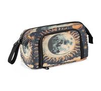 Mnsruu Moon Stars Sun Retro (2) astuccio grande capacità astuccio portapenne astuccio portapenne cancelleria ufficio organizer borsa per ragazzi ragazze