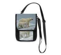 Mnsruu Polar Bear Sow and Cub Pose Together Portafoglio da viaggio porta passaporto porta carte di credito gadget borsa unisex portafoglio da viaggio portafoglio con tracolla regolabile, #01, Taglia