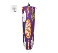 Mnsruu Porta sacchetti di plastica con gatti nello spazio per pizza e cucina, accessori per la spesa, organizer per sacchetti di plastica resistente, con anello per appenderlo, confezione da 2, Gatti