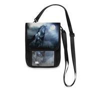 Mnsruu Portafoglio da viaggio con cavallo bianco nella foresta e luna, porta passaporto, porta carte di credito, porta gadget, unisex, portafoglio da viaggio con tracolla regolabile, #01, Taglia