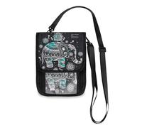 Mnsruu Portafoglio da viaggio con elefante etnico con fiore di loto, porta passaporto, porta carte di credito, porta gadget, unisex, portafoglio da viaggio con tracolla regolabile, #01, Taglia unica,