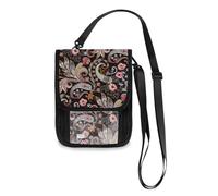 Mnsruu Portafoglio da viaggio con motivo cachemire decorato con fiori di papavero rosso, porta passaporto, porta carte di credito, gadget, borsa unisex a tracolla, portafoglio da viaggio con tracolla
