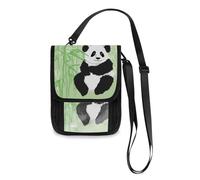 Mnsruu Portafoglio da viaggio con panda seduto con foresta di bambù, porta passaporto, porta carte di credito, porta gadget, unisex, con tracolla regolabile, #01, Taglia unica, alla moda