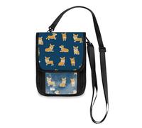 Mnsruu Portafoglio da viaggio con personaggi dei cartoni animati Welsh Corg, porta passaporto, porta carte di credito, porta gadget, unisex, con tracolla regolabile, #01, Taglia unica, alla moda