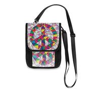 Mnsruu Portafoglio da viaggio con simbolo della pace in colori arcobaleno, porta passaporto, porta carte di credito, porta gadget, unisex, portafoglio da viaggio con tracolla regolabile, #01, Taglia