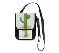 Mnsruu Portafoglio da viaggio disegnato a mano con cactus, porta passaporto, porta carte di credito, porta gadget, unisex, con tracolla regolabile, #01, Taglia unica, alla moda
