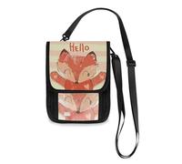 Mnsruu Portafoglio da viaggio disegnato a mano con volpe, porta passaporto, porta carte di credito, porta gadget, unisex, portafoglio da viaggio con tracolla regolabile, #01, Taglia unica, alla moda