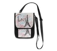 Mnsruu Portafoglio da viaggio disegnato a mano Torre Eiffel Parigi, porta passaporto, porta carte di credito, porta gadget, unisex, portafoglio da viaggio con tracolla regolabile, #01, Taglia unica,