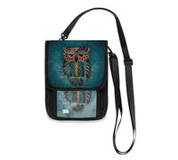 Mnsruu Portafoglio da viaggio etnico con stampa gufo, porta passaporto, porta carte di credito, porta gadget, unisex, portafoglio da viaggio con tracolla regolabile, #01, Taglia unica, alla moda