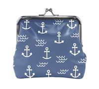 Mnsruu Portamonete portatile per donne e ragazze, blu con ancora, mini borsetta con chiusura a bacio, portamonete in pelle, per donne e ragazze, carte di credito, chiavi, monete, cuffie, #05, Misura
