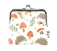 Mnsruu Portamonete portatile per donne e ragazze, con riccio e funghi, mini borsetta con chiusura a bacio, piccolo portafoglio in pelle per donne e ragazze, carte di credito, chiavi, monete, cuffie,