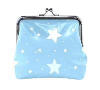Mnsruu Portamonete portatile per donne e ragazze, con stelle azzurre e bianche, mini borsetta con chiusura a bacio, portamonete in pelle, per donne e ragazze, carte di credito, chiavi, monete, cuffie,