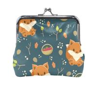 Mnsruu Portamonete portatile per donne e ragazze, con volpe e cestino, mini borsetta con chiusura a bacio, piccolo portafoglio in pelle per donne e ragazze, carte di credito, chiavi, monete, cuffie,