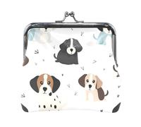 Mnsruu Portamonete portatile per donne e ragazze, grazioso cane con stampa del piede, sacchetto bianco, mini borsetta con chiusura a bacio, piccolo portafoglio in pelle per donne e ragazze, carte di