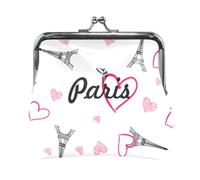 Mnsruu Portamonete portatile per donne e ragazze Parigi Torre Eiffel Cuore Mini borsa Kiss-Lock Change Portafoglio piccolo in pelle per donne ragazze carte di credito, chiavi, monete, cuffie, #05,
