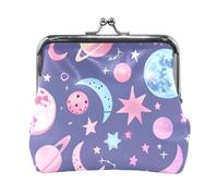 Mnsruu Portamonete portatile per donne e ragazze pastello mistico costellazione lune pianeti stelle sacchetto mini borsa con chiusura a bacio portamonete piccolo portafoglio in pelle per donne ragazze
