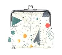 Mnsruu Portamonete portatile per donne e ragazze, un modello matematico senza cuciture con forme geometriche e formule, mini borsetta con chiusura a bacio, portamonete piccolo portafoglio in pelle per