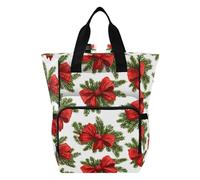 Mnsruu Red Bow Pine Leaf Pattern Baby Diaper Bag Zaino Grande Borsa Impermeabile Viaggio Borse per Pannolini per Mamme e Papà