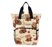 Mnsruu Red Panda Apple Bread Banana Pattern Baby Diaper Bag Zaino Grande Borsa Impermeabile Viaggio Borse per Pannolini per Mamme e Papà