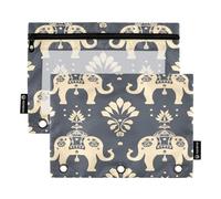 Mnsruu Roma - Astuccio per matite a 3 anelli, 2 pezzi, con cerniera, finestra trasparente con cerniera, astuccio per matite per forniture per ufficio, Multicolore, Taglia unica, Organizer per borse