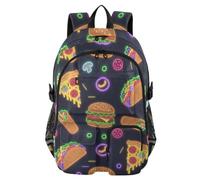Mnsruu Sandwiches Cheeseburger Tacos Zaino per la scuola con scomparto per laptop, grande borsa per la scuola per adolescenti ragazze ragazzi, zaino da viaggio 17,5 zaino da viaggio per scuola zaino