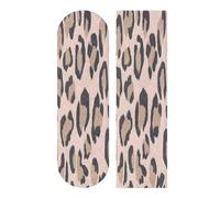 Mnsruu Sfondo rosa con motivo leopardato marrone per skateboard, longboard, antiscivolo, per scooter, foglio adesivo in carta abrasiva, 22,9 x 83,8 cm