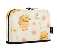 Mnsruu Simpatico zainetto da trasporto a forma di anatra gialla, astuccio portamatite con margherite, grande capacità, per ragazzi e ragazze, multistrato, portapenne, organizer per cancelleria per