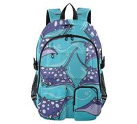 Mnsruu Simpatico zaino da scuola Manta Ray turchese con scomparto per laptop, grande borsa per la scuola per adolescenti ragazze ragazzi, zaino da viaggio per scuola zaino casual universitario lavoro