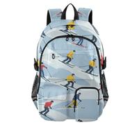 Mnsruu Skiers - Zaino invernale per la scuola con scomparto per computer portatile, grande borsa per la scuola per adolescenti, ragazze, ragazzi, zaino da viaggio per scuola, casual, università