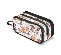 Mnsruu Smile Dog - Astuccio grande con 3 scomparti, per la scuola, per ragazzi e ragazze, Multicolore, Taglia unica, Organizer per borse