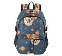 Mnsruu Space Corgi - Zaino scolastico con scomparto per laptop, grande borsa per la scuola per ragazze e ragazzi, zaino da viaggio 17,5 per scuola, casual, università, lavoro