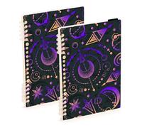 Mnsruu Stronomical Geometry Notebook A5 con rilegatura a spirale per lavoro, scuola, scrittura, diario, a righe, 120 pagine, 15 x 21 cm, confezione da 2