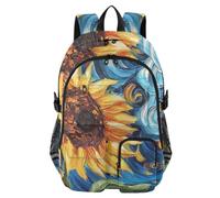 Mnsruu Sunflower in The Style - Zaino scolastico con scomparto per laptop, grande borsa da scuola per adolescenti, ragazze, ragazzi, zaino da viaggio 17,5 per scuola, casual, università, lavoro