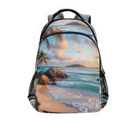 Mnsruu Sunset Seaside Beach School Bag Primary Junior High School Backpack Bookbag per studenti adolescenti