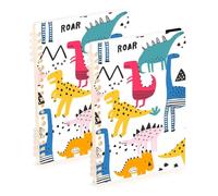 Mnsruu Taccuino con dinosauri colorati, formato A5, con rilegatura a spirale, per lavoro, scuola, diario, a righe, 120 pagine, 15 x 21 cm, confezione da 2