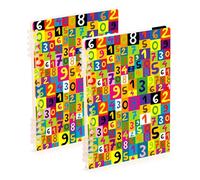 Mnsruu Taccuino con numeri colorati, formato A5, rilegatura a spirale, per lavoro, scuola, scrittura, diario, a righe, 120 pagine, 15 x 21 cm, confezione da 2