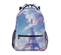 Mnsruu Torre Eiffel Farfalla Nube Zaino per Studenti Ragazzi Ragazze Scuola Zaino Bambini Zaino Da Viaggio Casual Daypack Zaino