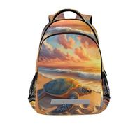 Mnsruu Turtle Beach Sunset - Zaino per la scuola elementare per ragazzi e ragazze