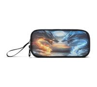 Mnsruu Two Dragon Fire - Astuccio grande per matite e penne, con cerniera, grande capacità, organizer per ufficio, università, scuola, viaggi, scatola