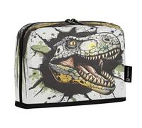 Mnsruu Un astuccio disegnato a mano con volto di dinosauro e graffiti, grande capacità portapenne per ragazzi e ragazze, portapenne multistrato organizer per cancelleria per scuola, ufficio e lavoro