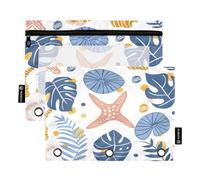 Mnsruu Under Sea Plants - Astuccio per matite con 3 anelli con cerniera trasparente, per riporre articoli di cancelleria per scuola e ufficio, confezione da 2, Multicolore, Taglia unica, Beauty Case