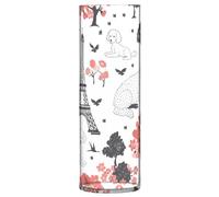 Mnsruu Vaso cilindrico per fiori, senza cuciture, con cane Parigi e barboncino, vasi in plastica per feste, matrimoni, casa, soggiorno, tavolo da pranzo, decorazione per ufficio, 10 x 30 cm