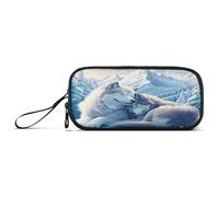 Mnsruu White Wolves Iceberg - Astuccio grande per matite e penne, con cerniera, grande capacità, organizer per ufficio, università, scuola, viaggi
