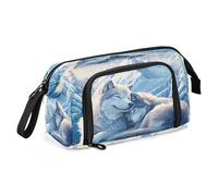 Mnsruu White Wolves Iceberg - Astuccio portapenne grande capacità, per cancelleria, ufficio, per ragazzi e ragazze