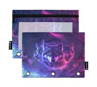 Mnsruu Wolves Have Sharp Eyes - Astuccio per matite con 3 anelli con cerniera trasparente, per riporre articoli di cancelleria per scuola e ufficio, confezione da 2, Multicolore, Taglia unica, Beauty