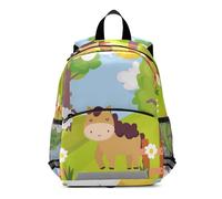 Mnsruu Zainetto per bambini con pecore e cavalli, fiori e alberi, zaino per la scuola materna, scuola materna, borsa da viaggio, asilo nido per ragazzi e ragazze, #01, M