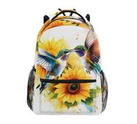 Mnsruu Zaino con due colibrì e girasole per studenti, ragazzi e ragazze, zaino da scuola per bambini, zaino da viaggio casual
