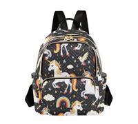 Mnsruu Zaino da donna con motivo unicorni e arcobaleni, borsa a tracolla da viaggio casual per tutti i giorni, Motivo con unicorni e arcobaleni, M