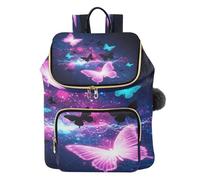 Mnsruu Zaino da donna trapuntato, trapuntato, da donna, misteriosa farfalla viola, borsa da viaggio per laptop con tracolla e tasche nascoste, leggero, casual, lavoro, università (29 × 17 × 36 cm)