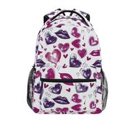 Mnsruu Zaino da scuola a forma di cuore con labbra per computer portatile, tablet, borsa da viaggio per studenti universitari e adolescenti